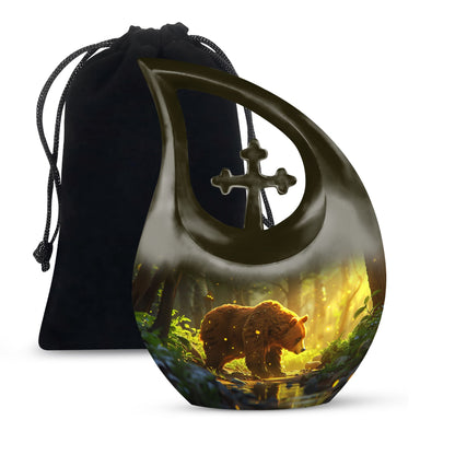 Personalized Bear Keepsake Urn for Human Ashes - 10-inch, 200 cu in - Yatskia