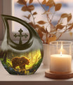 bear themed Cross Drop design Urn