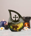 bear themed Cross Drop design Urn