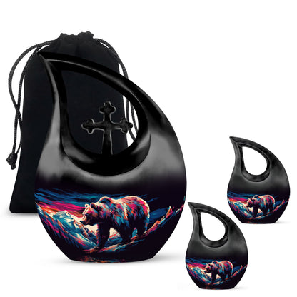 Bear Theme Large Urn With 2 Keepsake Urn