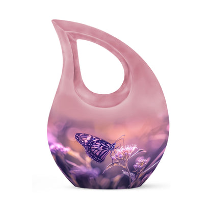 Butterfly urn featuring a cross