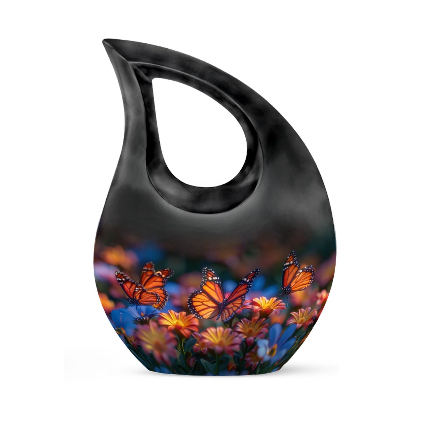 Butterfly-themed Cross Drop memorial urn