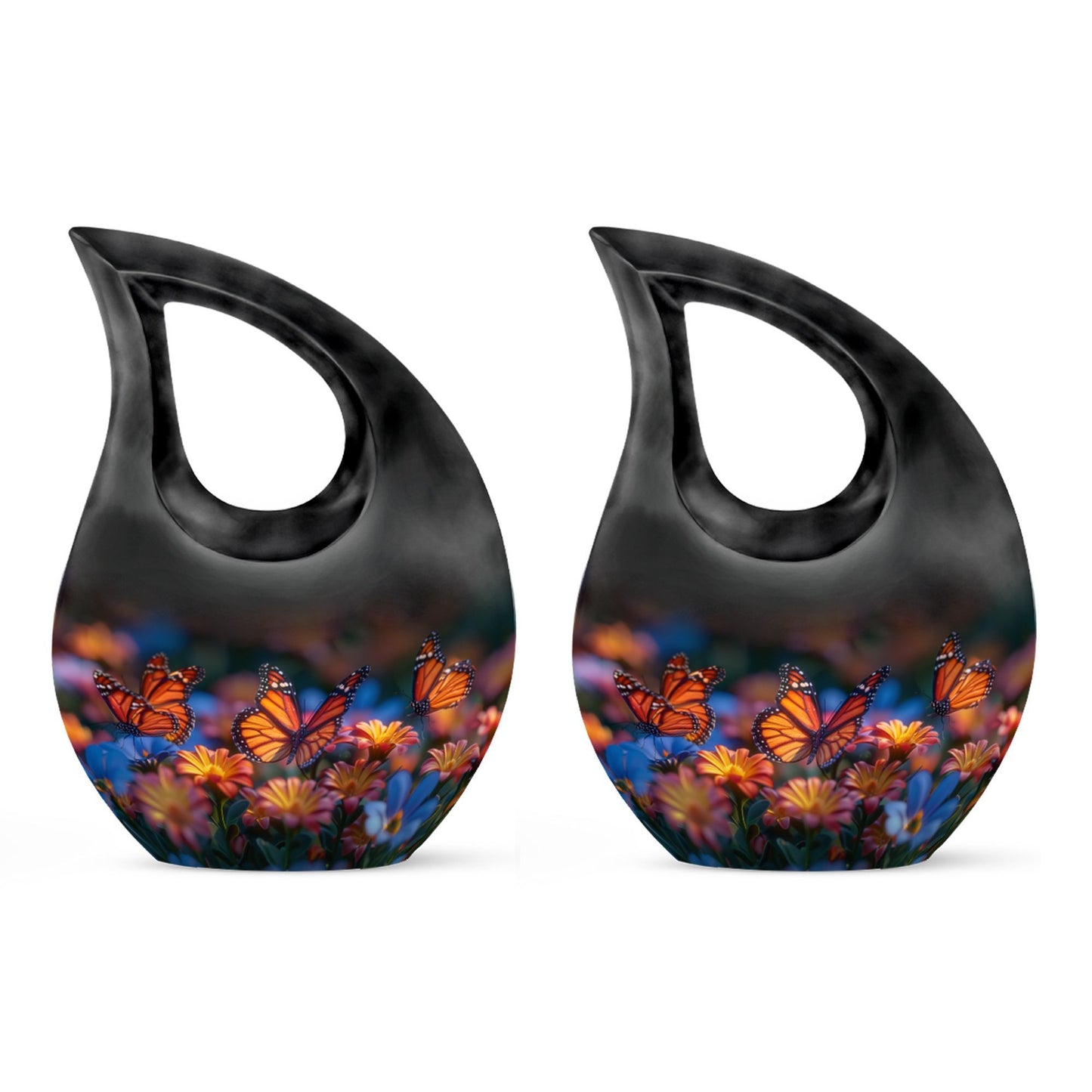 Butterfly-themed Cross Drop memorial urn