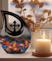 Butterfly-themed Cross Drop memorial urn