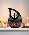 Butterfly-themed Cross Drop memorial urn