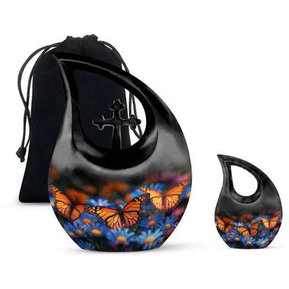 Butterfly Theme Large Urn With 1 Keepsake Urn