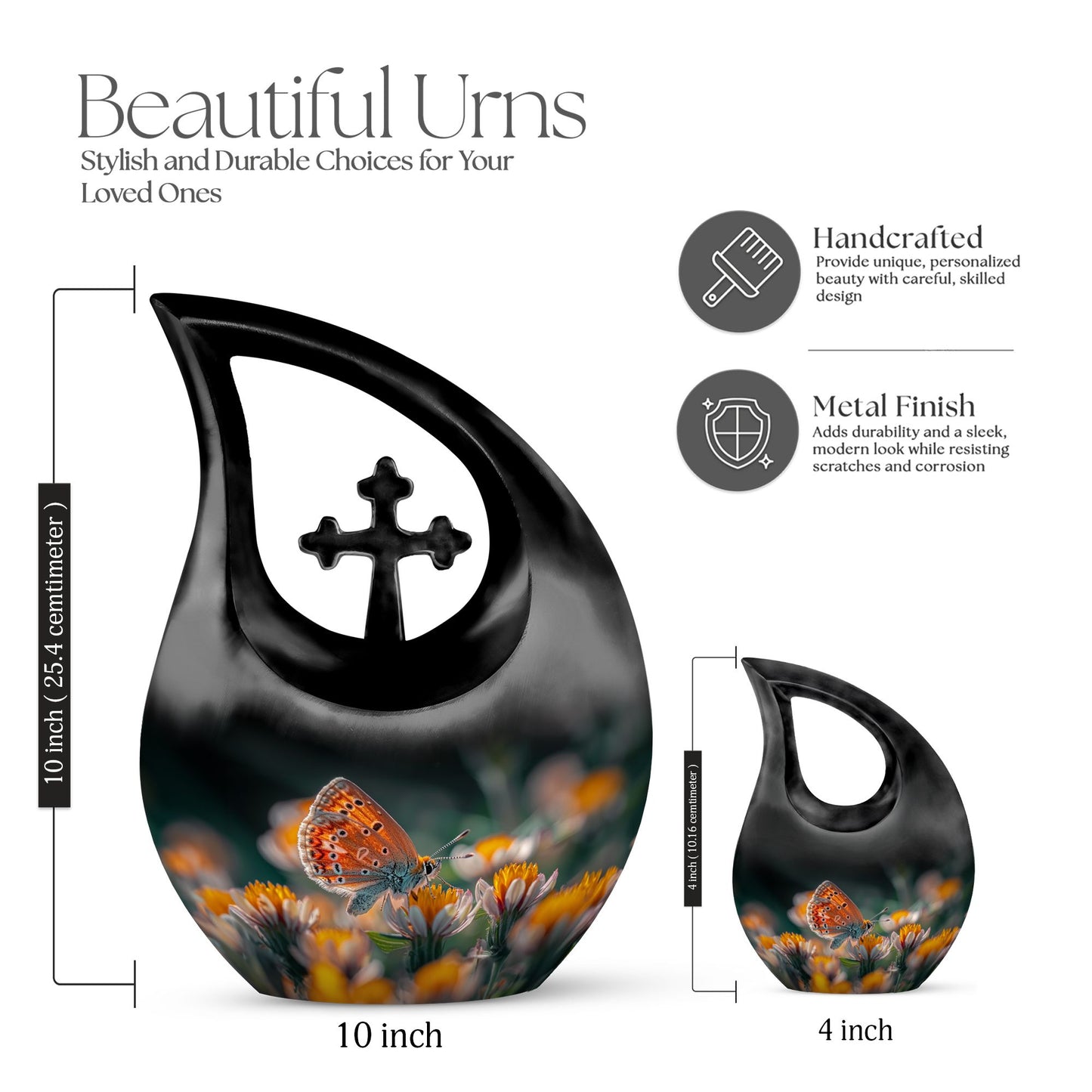 Butterfly Cross Drop Large Urn for Human Ashes
