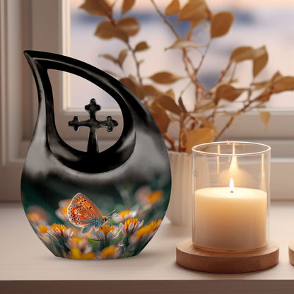 Butterfly Cross Drop Large Urn for Human Ashes