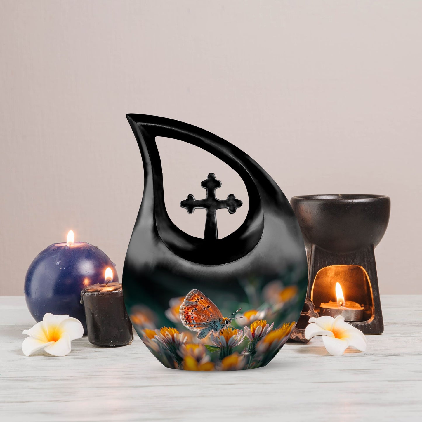 Butterfly Cross Drop Large Urn for Human Ashes
