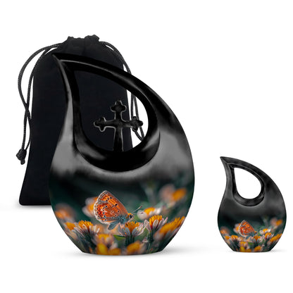 Butterfly Cross Drop Large Urn for Human Ashes