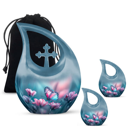 Pink Personalized Butterfly Memorial Urn for Mom - 10-inch, 220 cu in - Yatskia