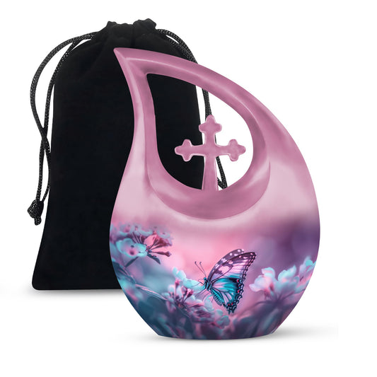 Butterfly Urn with Cross Drop design