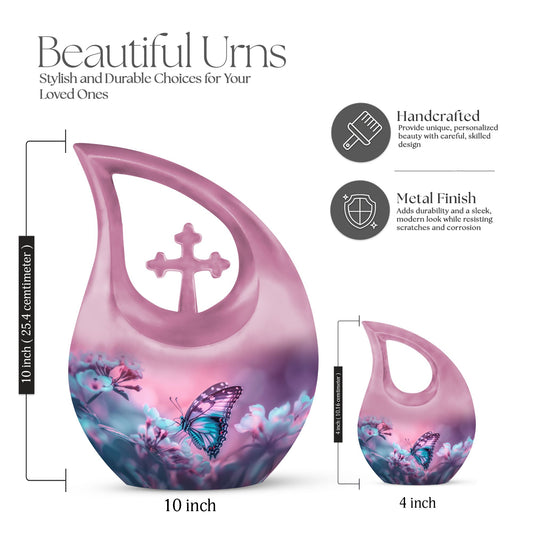 Butterfly Urn with Cross Drop design