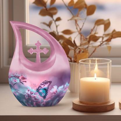 Butterfly Urn with Cross Drop design