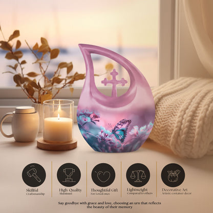 Butterfly Urn with Cross Drop design