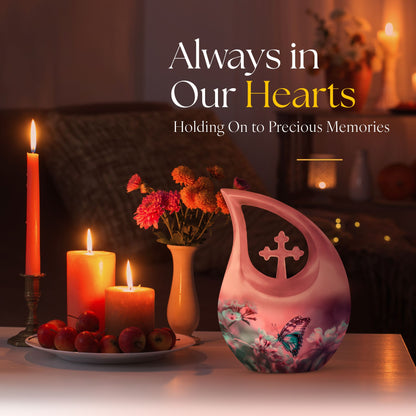 Butterfly Urn with Cross Drop design