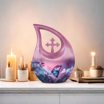 Butterfly Urn with Cross Drop design