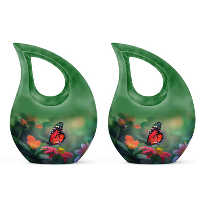 Butterfly-themed Cross Drop memorial urn for ashes
