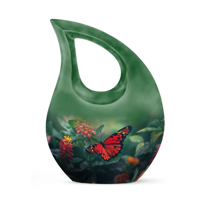 Affordable 10-inch Butterfly Cross Drop Funeral Urn