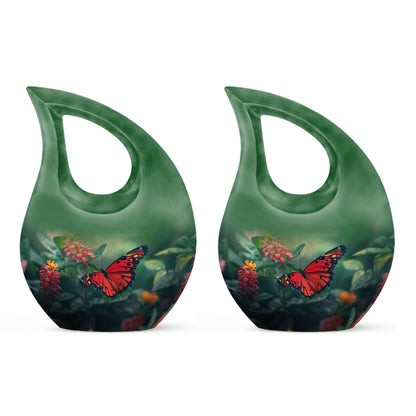 Affordable 10-inch Butterfly Cross Drop Funeral Urn