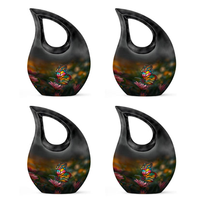 Butterfly-themed 10-inch Cross Drop memorial urn