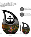 Butterfly-themed 10-inch Cross Drop memorial urn