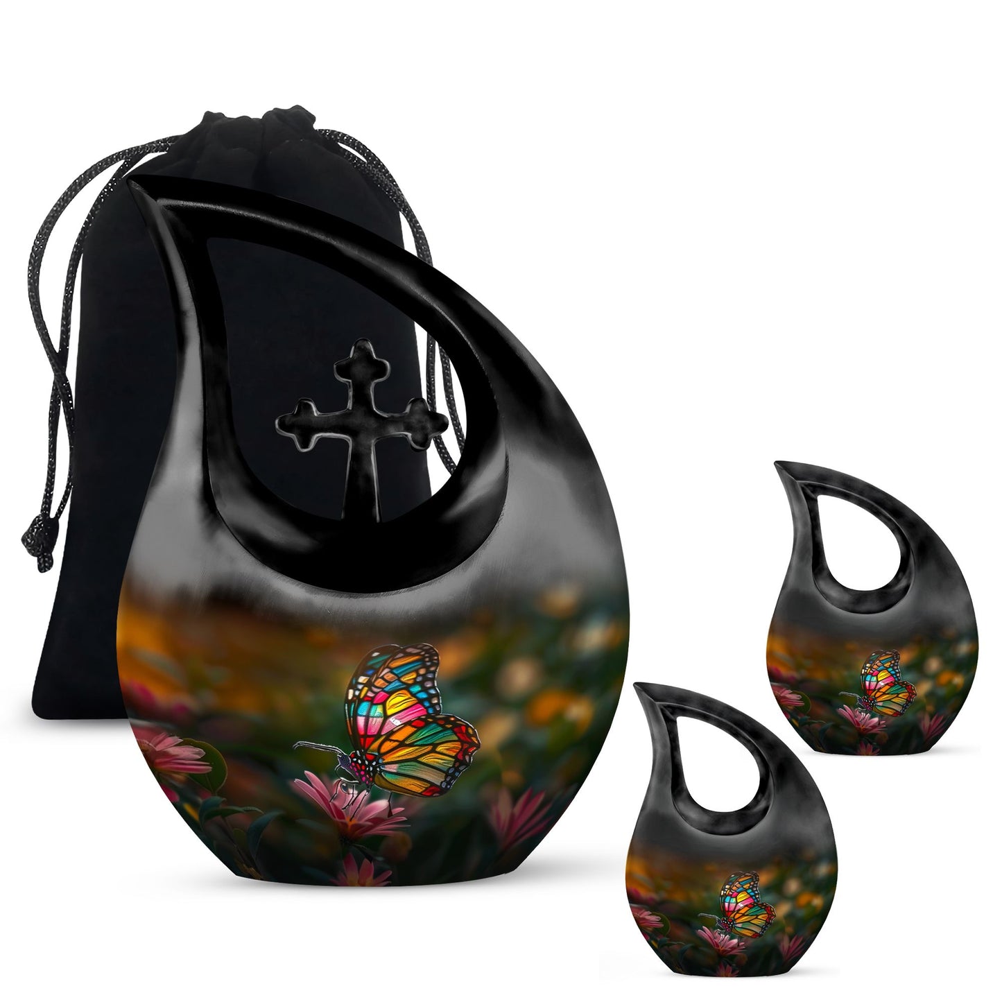 Colorful Personalized Butterfly Cremation Urn for Human Ashes - 10-inch, 220 cu in - Yatskia