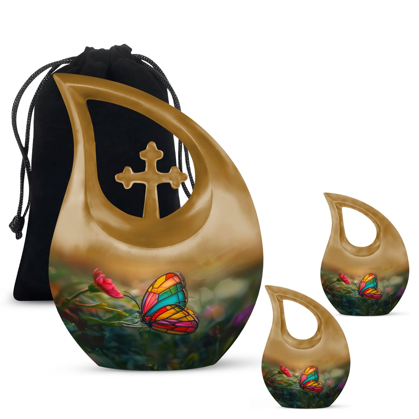 Colorful Personalized Butterfly Cremation Urn for Human Ashes - 10-inch, 220 cu in - Yatskia