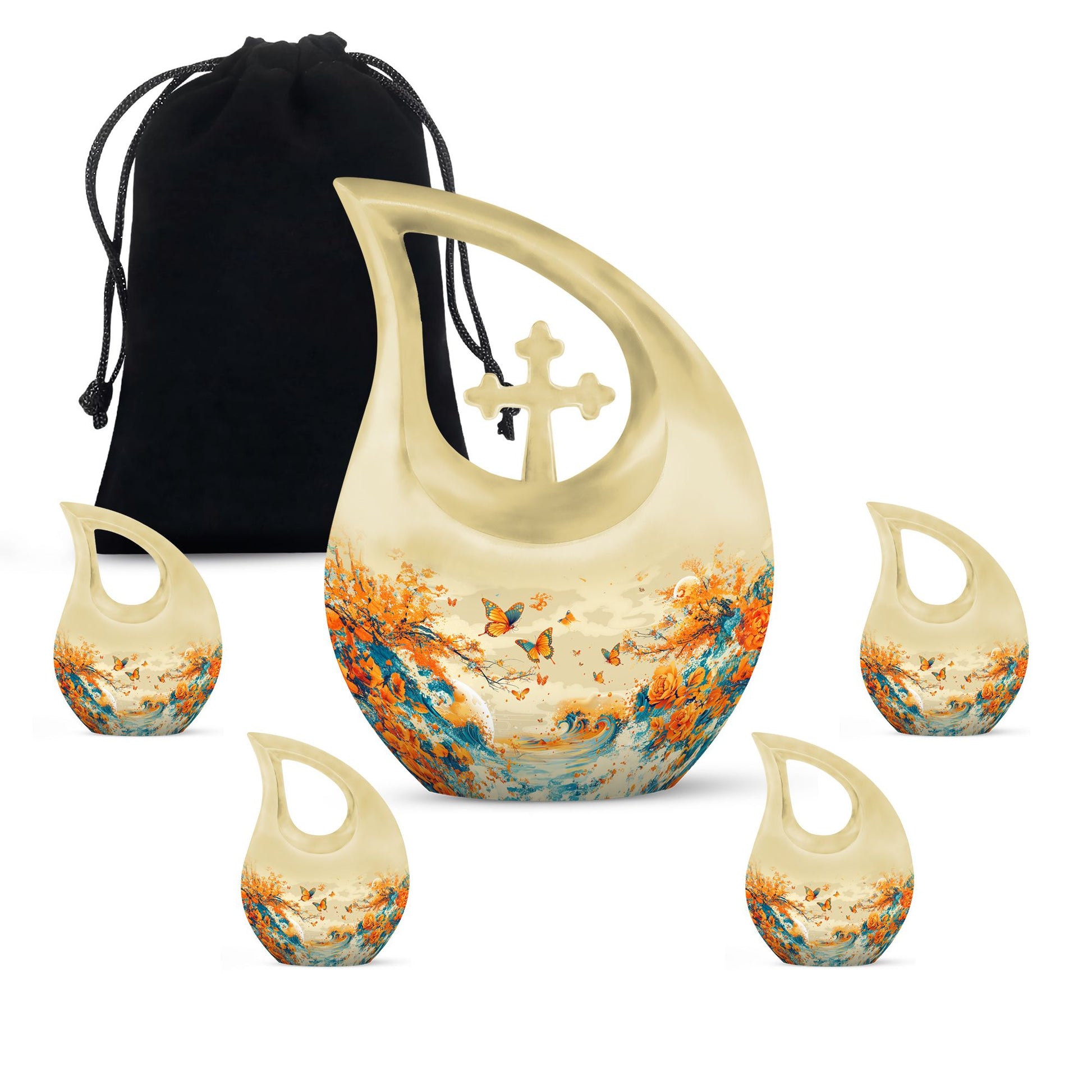 Yellow Butterfly Memorial Urn For Ashes - Artistic Cremation Urns