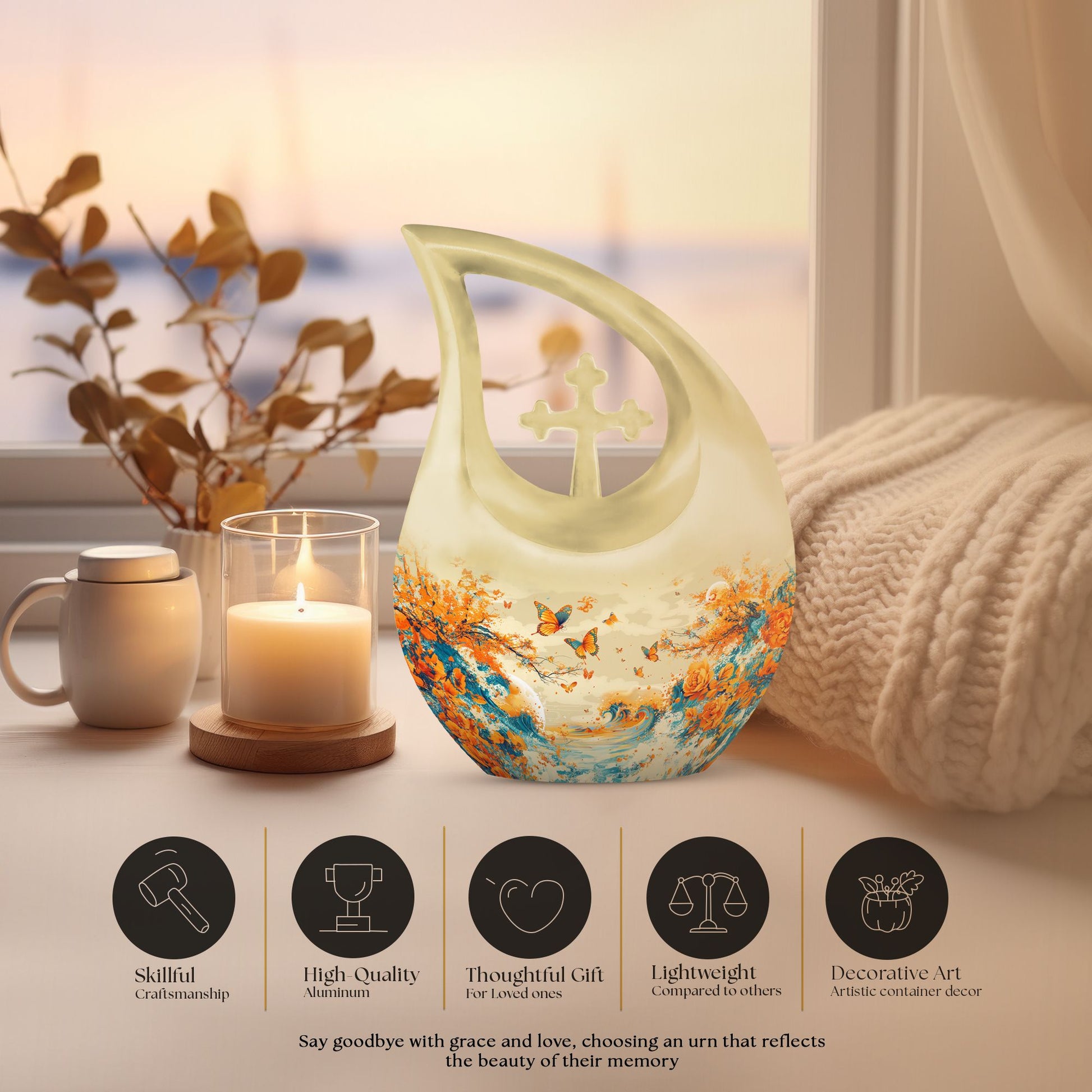 Butterfly Themed Memorial Urn