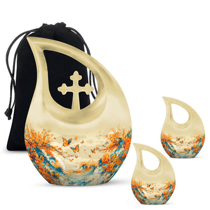 Yellow Personalized Butterfly Cremation Urn for Human Ashes - 10-inch, 220 cu in - Yatskia