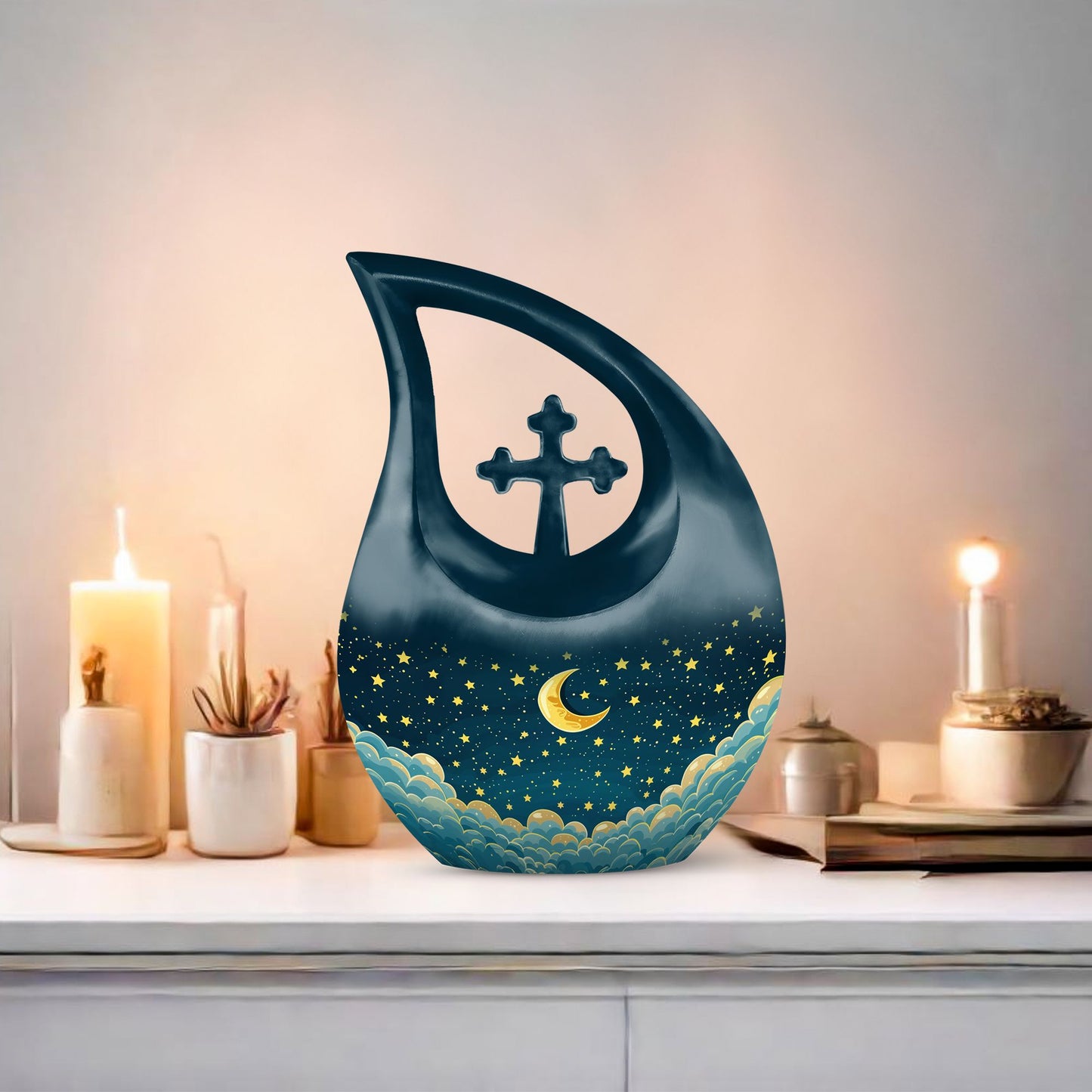 Cross Drop Clouds Urn