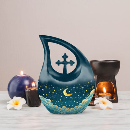 Cross Drop Clouds Urn