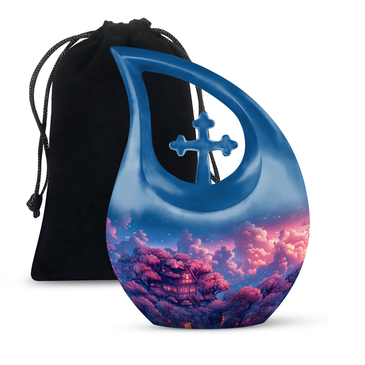 Clouds Urn with Cross Drop design