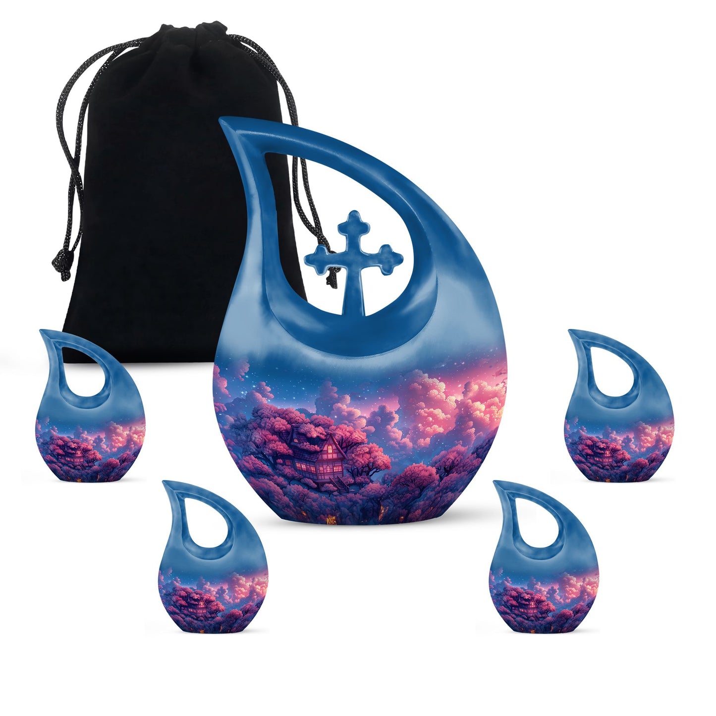 Clouds Urn with Cross Drop design