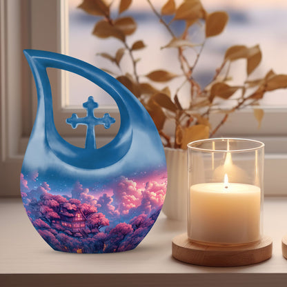 Clouds Urn with Cross Drop design