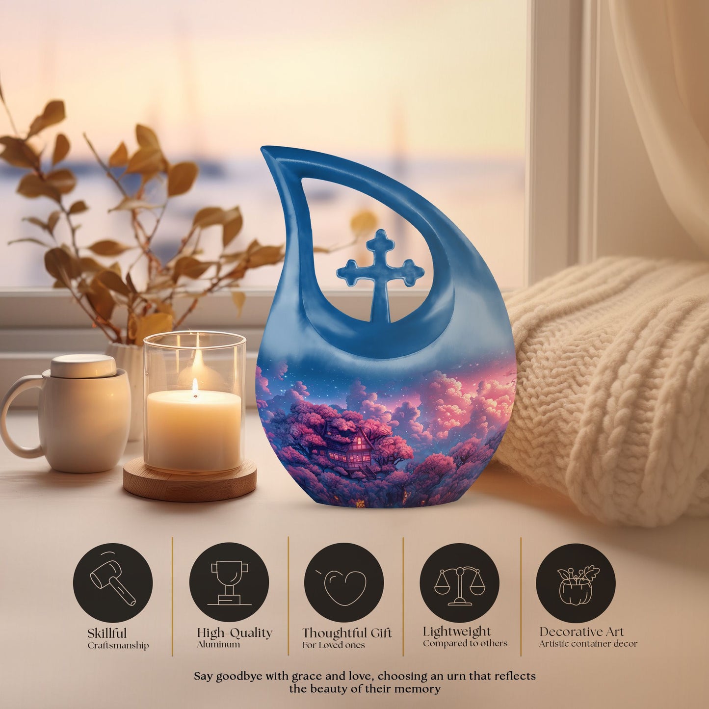 Clouds Urn with Cross Drop design