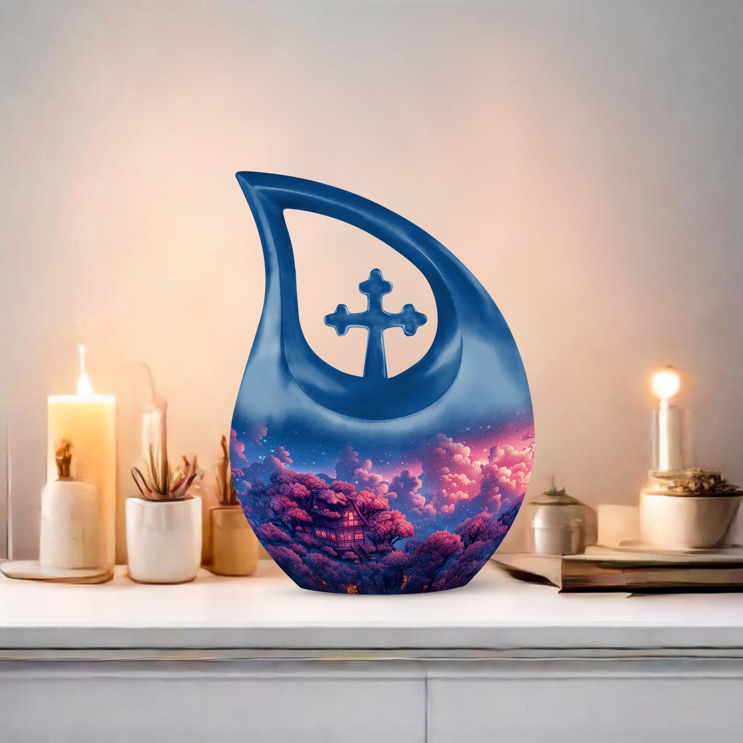 Clouds Urn with Cross Drop design
