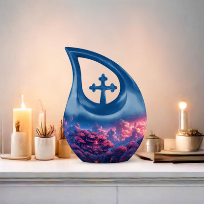 Clouds Urn with Cross Drop design
