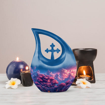 Clouds Urn with Cross Drop design