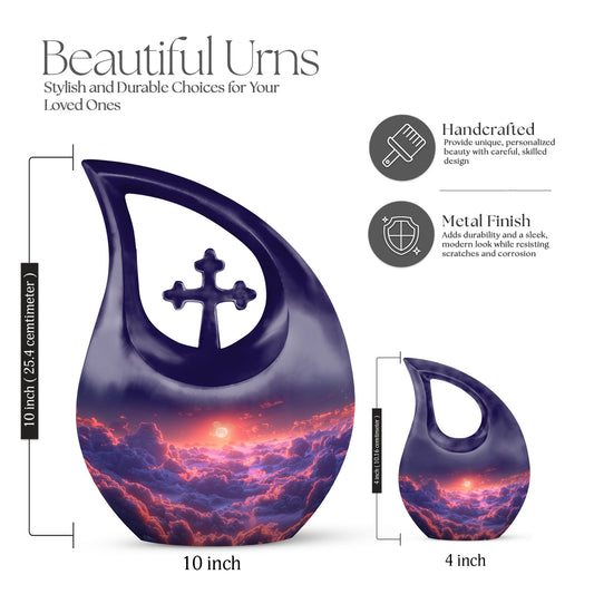 Clouds Urn with Cross Drop Design Urn