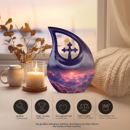 Clouds Urn with Cross Drop Design Urn