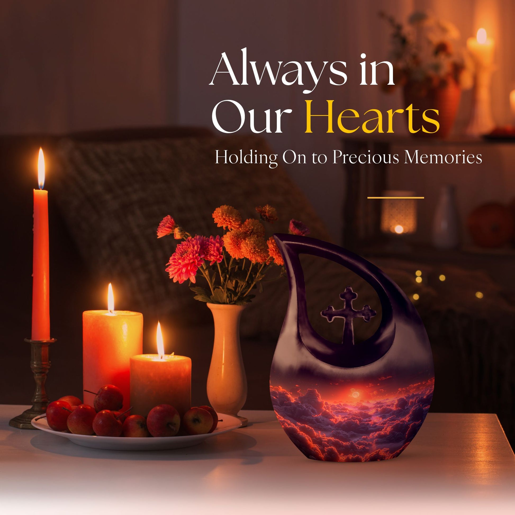 Clouds Urn with Cross Drop Design Urn