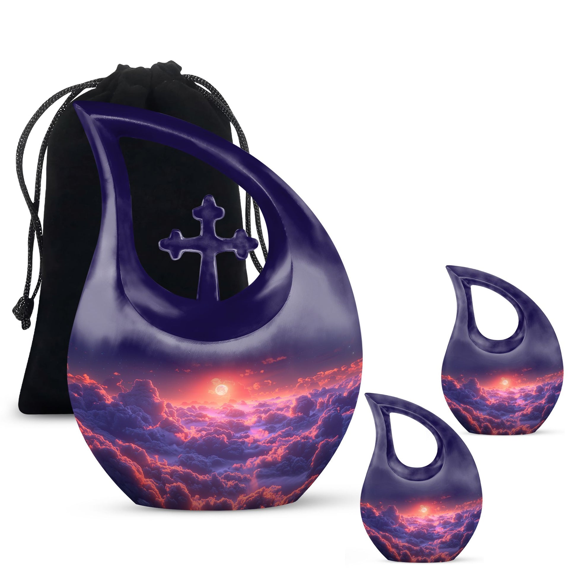 Clouds Urn with Cross Drop Design Urn