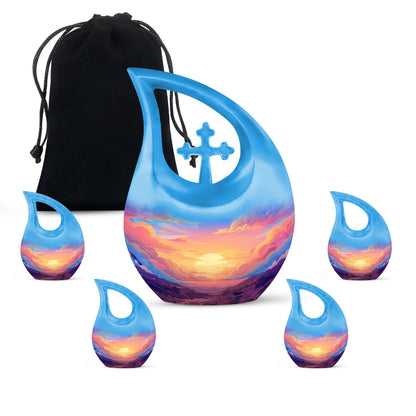 Clouds Urn featuring cross drop design for memorial urn