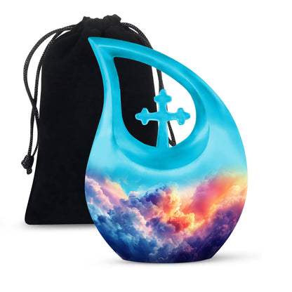 Clouds Urn with Cross Drop design