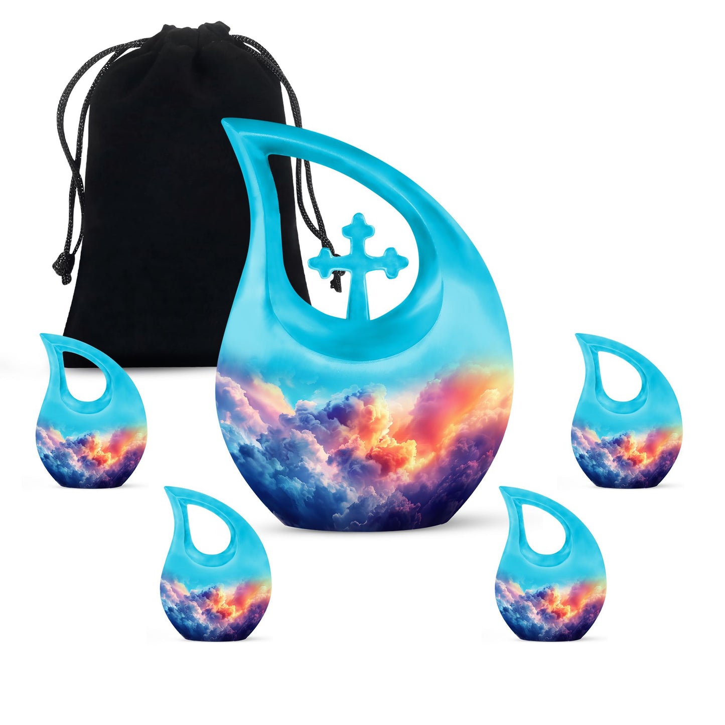 Clouds Urn with Cross Drop design