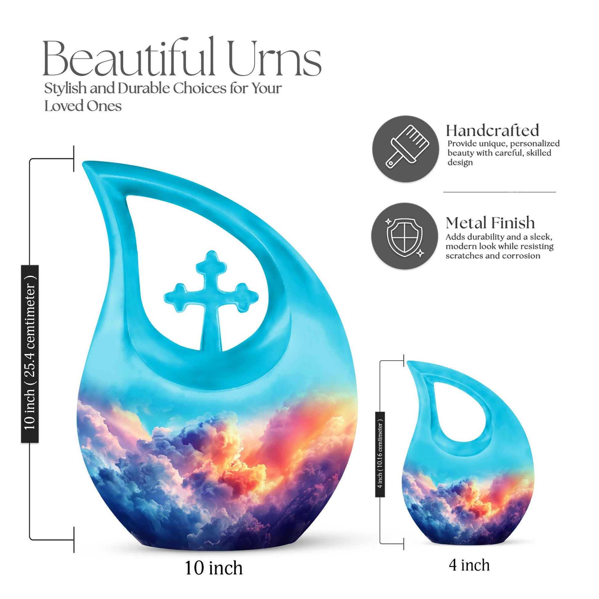 Clouds Urn with Cross Drop design