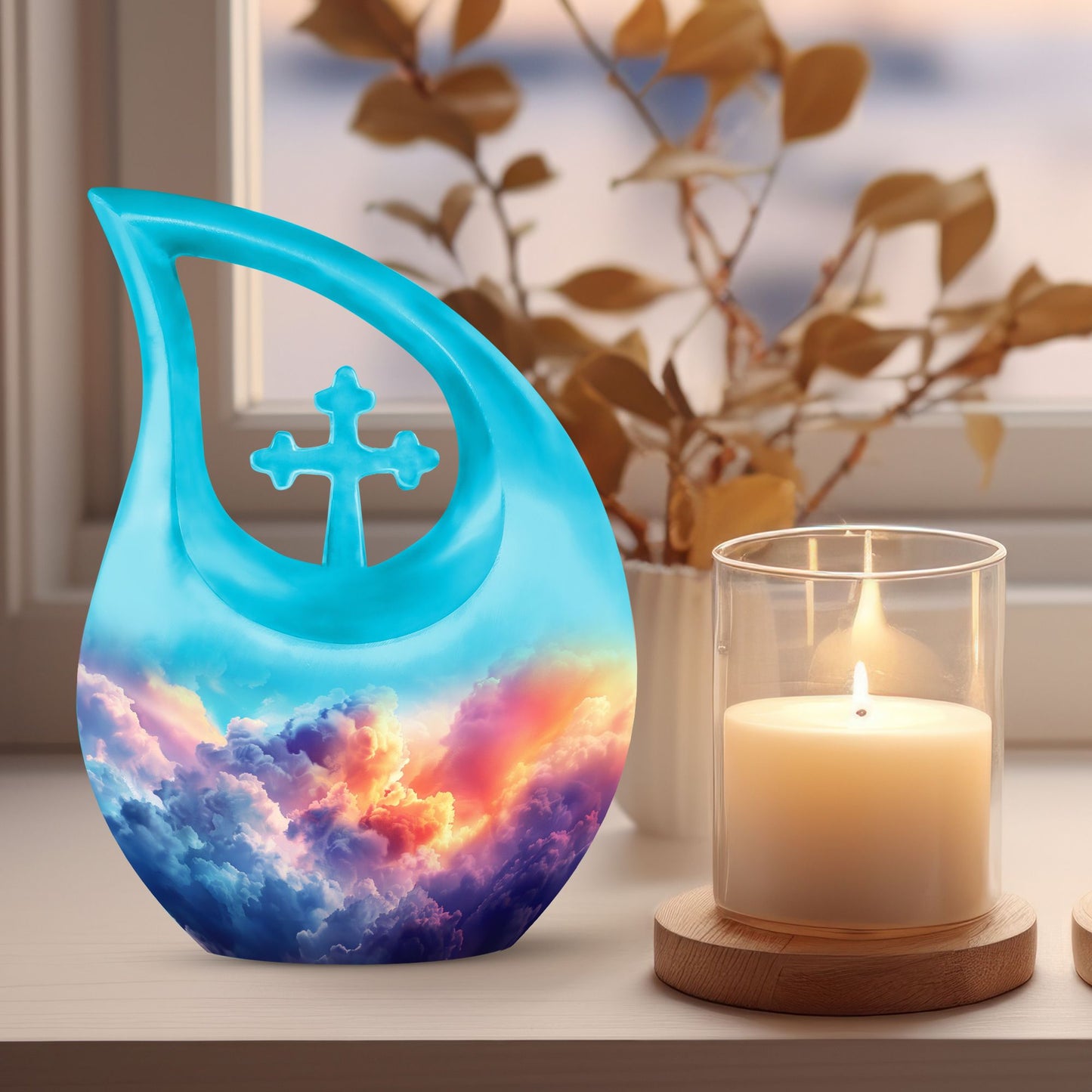 Clouds Urn with Cross Drop design
