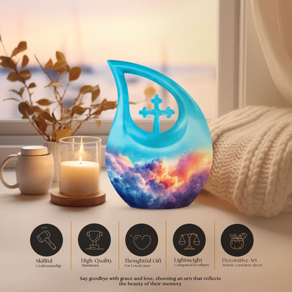 Clouds Urn with Cross Drop design